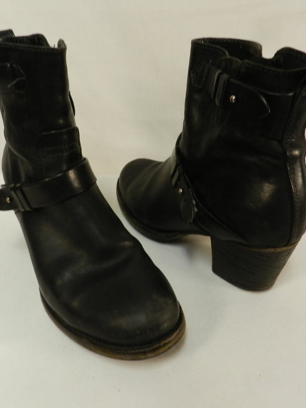 Rag & Bone Leather Harper block heel ankle boots black booties Size 38.5 US 8.5
